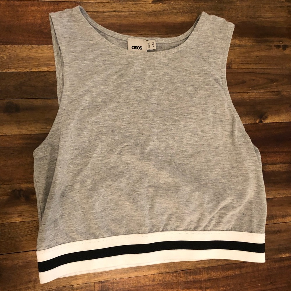 ASOS grey elastic band sporty crop top tank